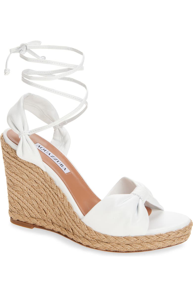 Aquazzura Carina Espadrille Wedge Sandal, Main, color, Optic White