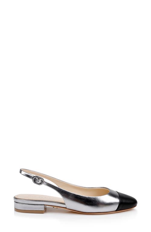 Dee Ocleppo Mumbai Slingback Cap Toe Flat In Silver/black