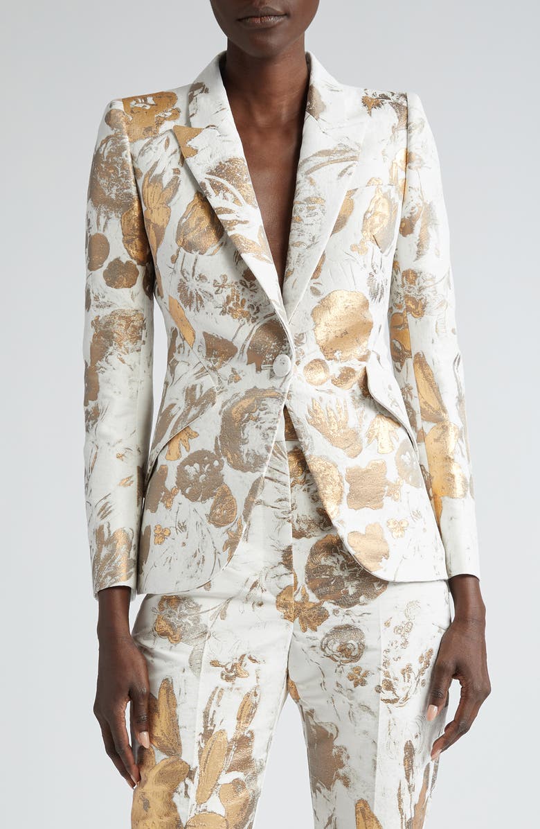 McQueen Metallic Floral Jacquard Blazer, Main, color, 