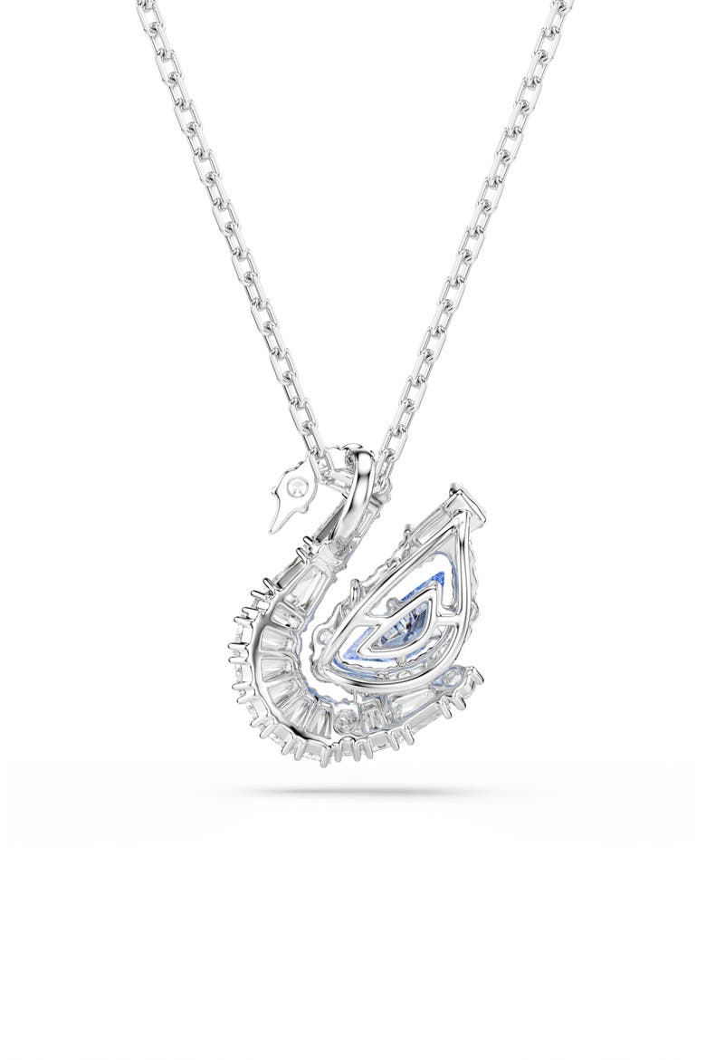 Crystal Swan Pendant Necklace, Alternate, color, SILVER/ BLUE