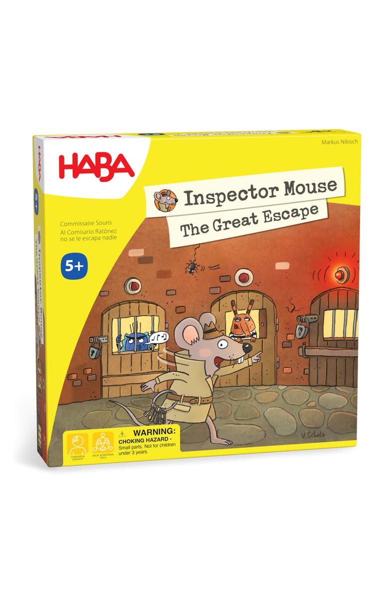 HABA Inspector Mouse The Great Escape - Detective Board Games for Family Night, Cooperative Memory Games for Ages 5+, Includes 3D Playing Board, Main, color, Yellow Multi