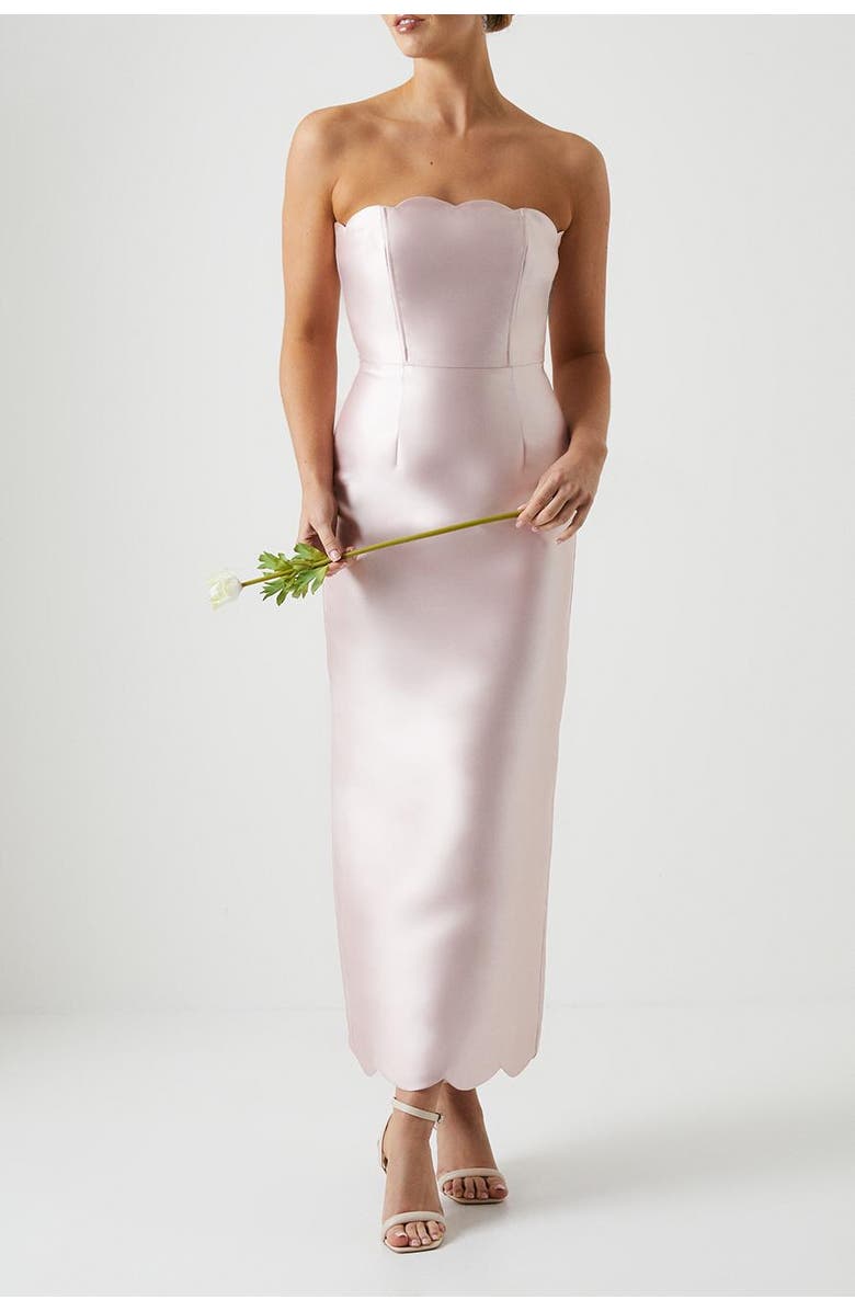 Coast Scallop Twill Column Bridesmaids Dress, Alternate, color, Blush