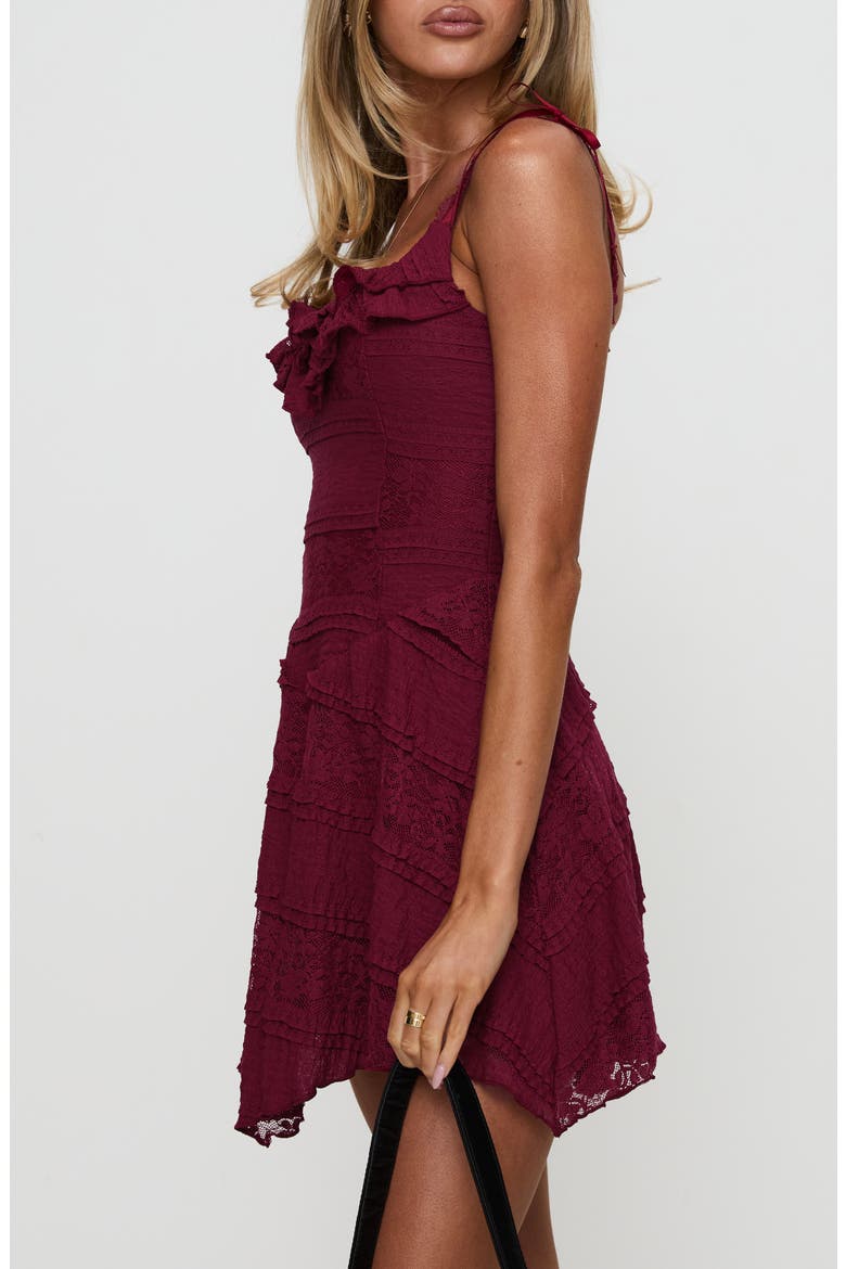 Dwyer Tie Strap Lace Minidress, Alternate, color, BURGUNDY