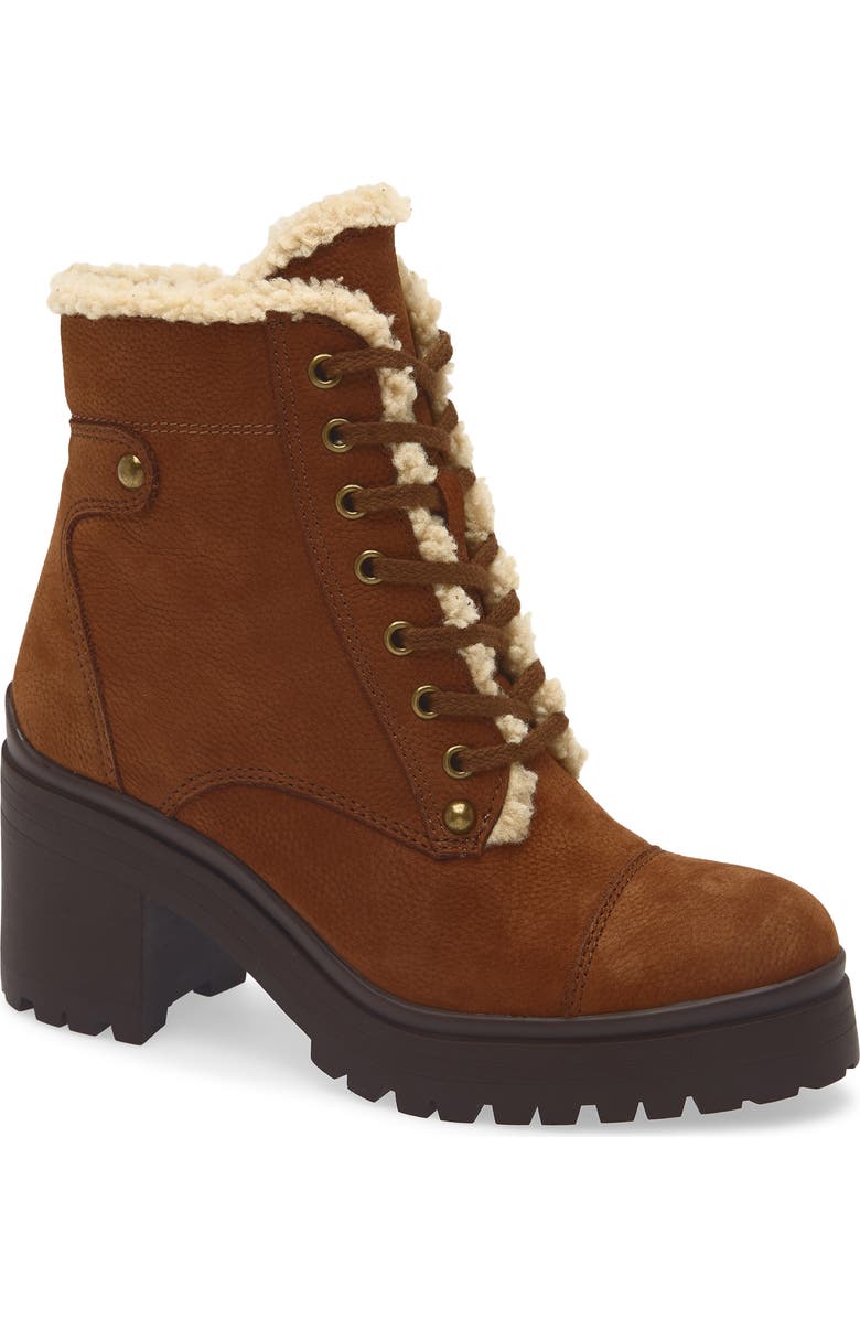 Jeffrey Campbell Scaveng Faux Shearling Bootie, Main, color, Tan Pebble Beige