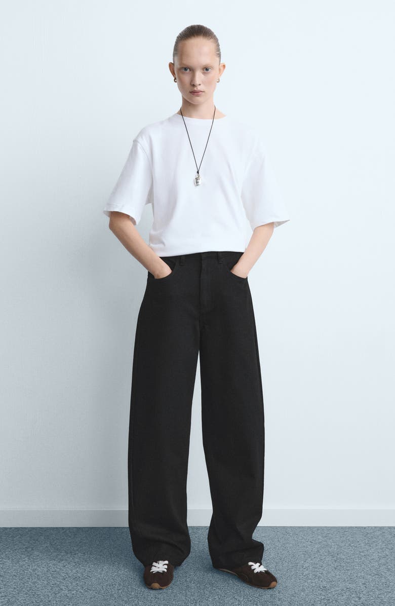 MANGO Mid Rise Balloon Jeans, Alternate, color, Black Denim