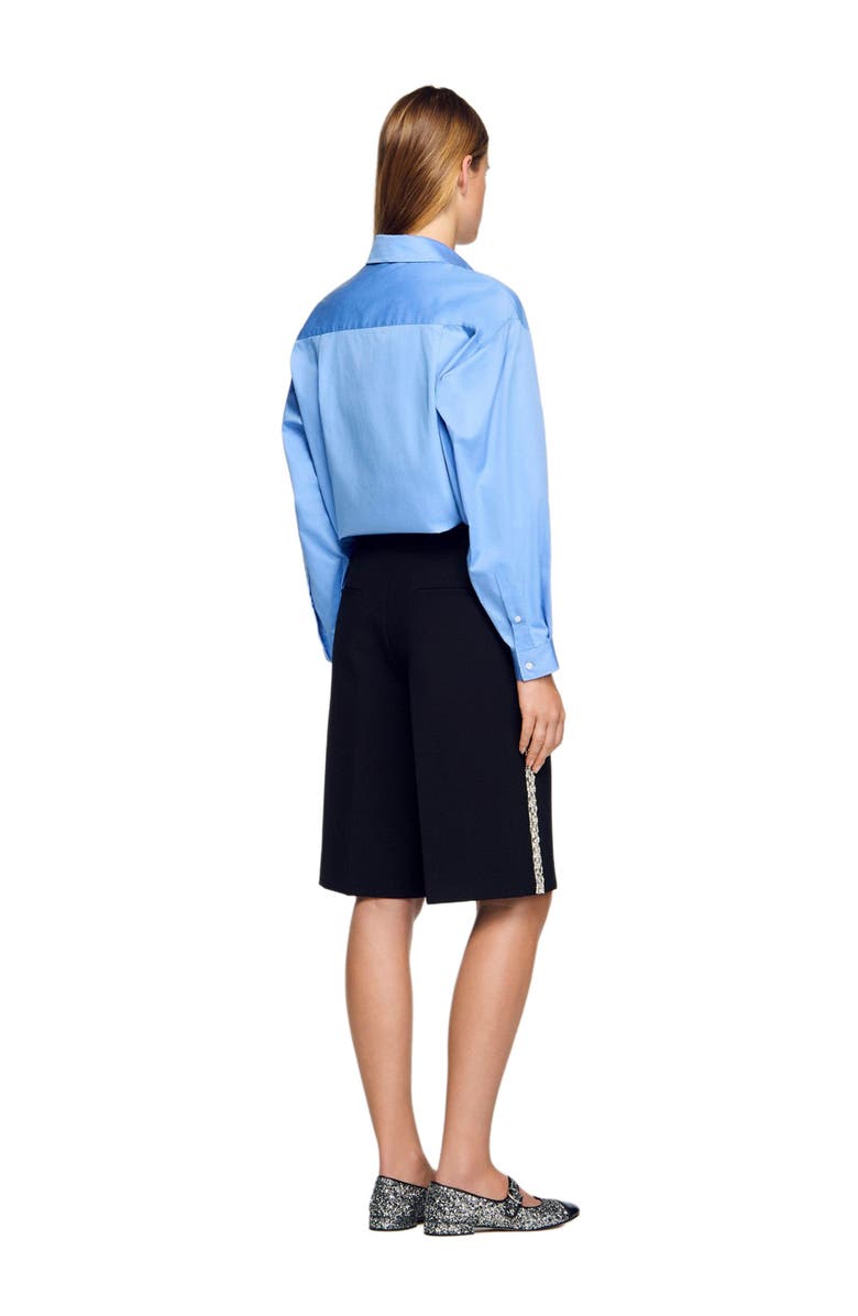 SANDRO Bermuda with rhinestone stripe, Alternate, color, Black