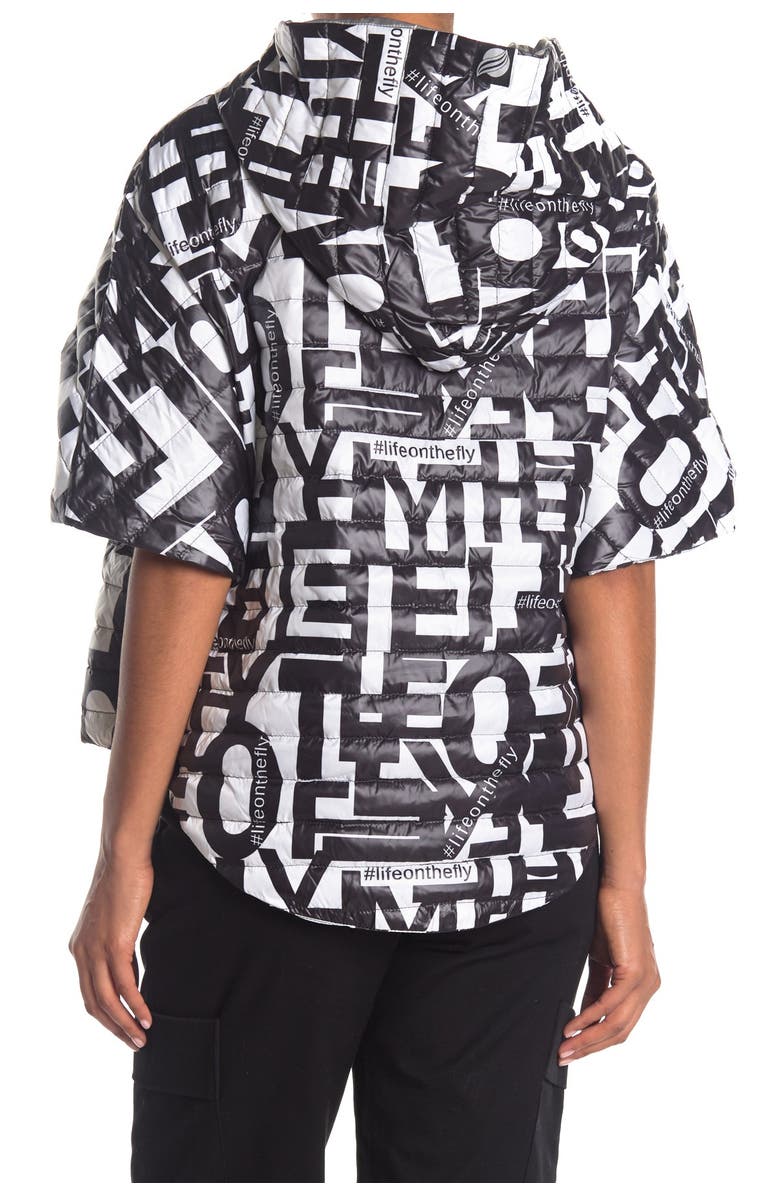 THINK ROYLN Printed High Low Puffer Poncho, Alternate, color,