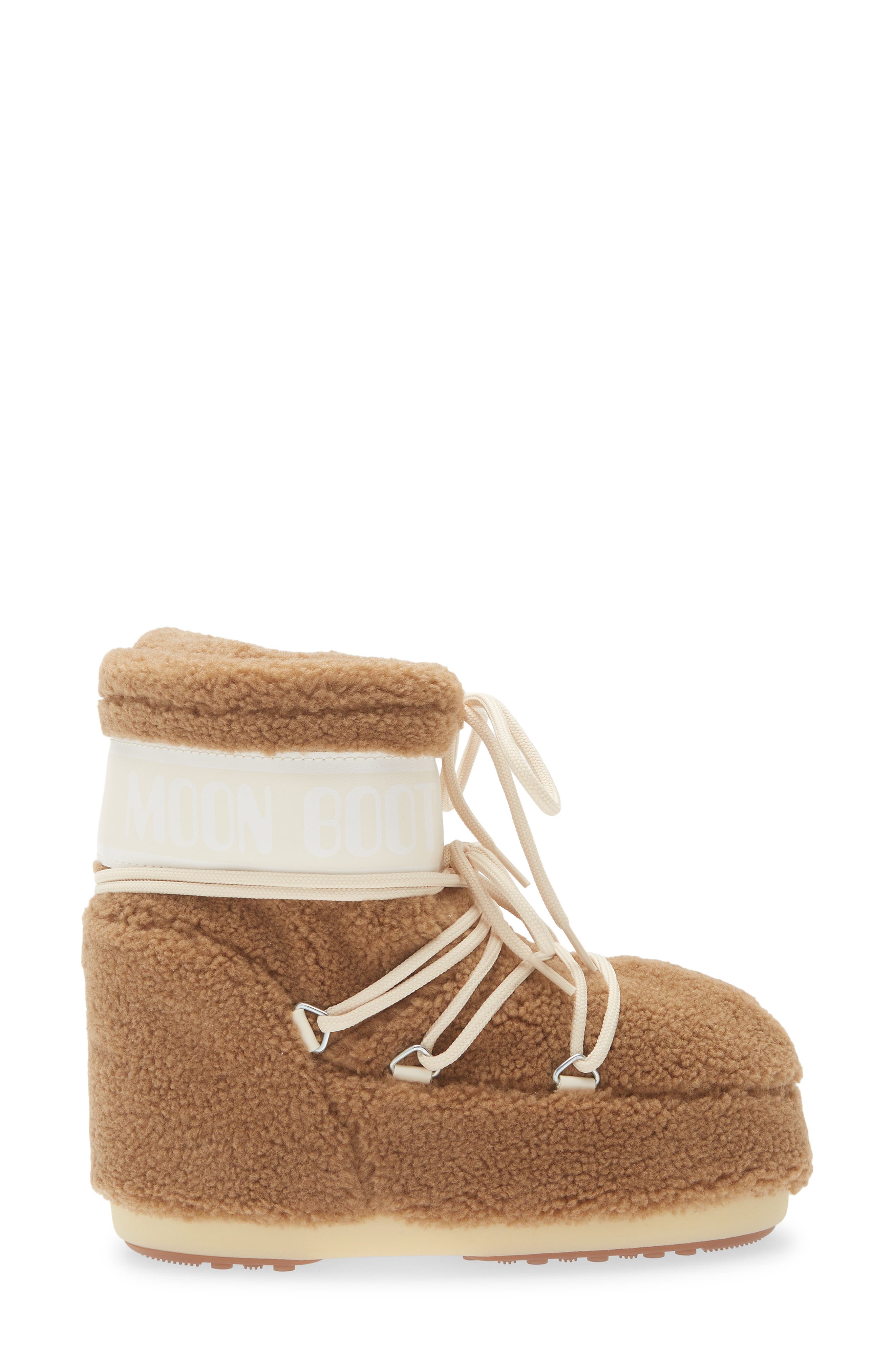 Moon Boot<sup>®</sup> Icon High Pile Fleece Low Boot, Alternate, color, Camel