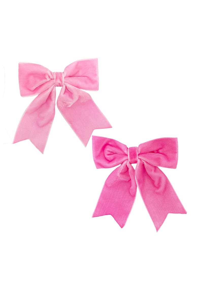 Eloise Velvet Hair Bow Barrette Set, Alternate, color, Pink and Hot Pink