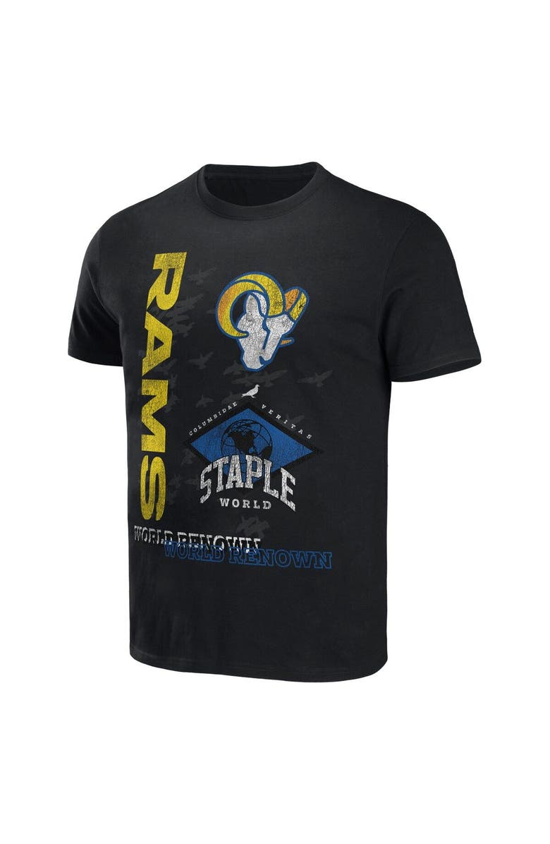 STAPLE Men's NFL x Staple Black Los Angeles Rams World Renowned T-Shirt, Alternate, color, 
