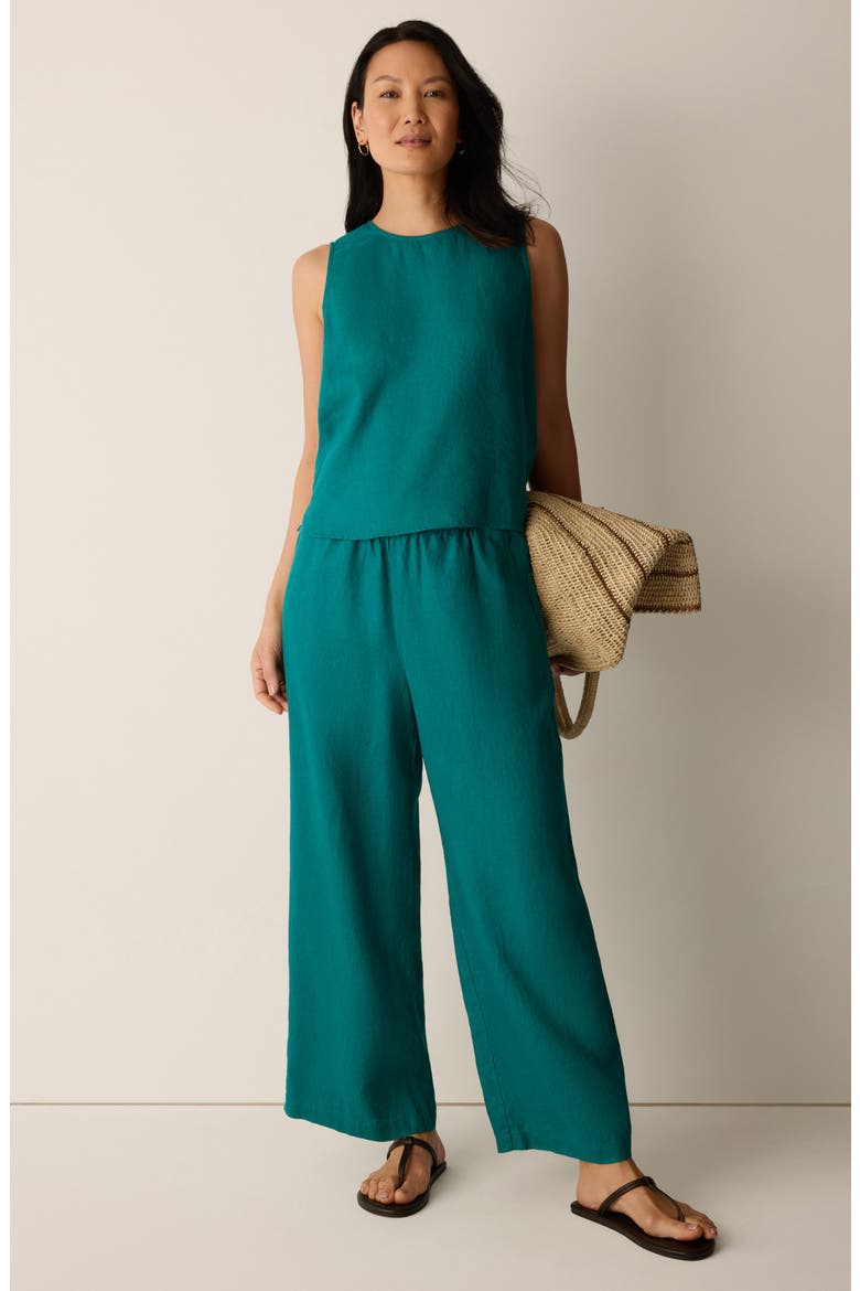 Linen Wide Leg Pants, Alternate, color, TEAL