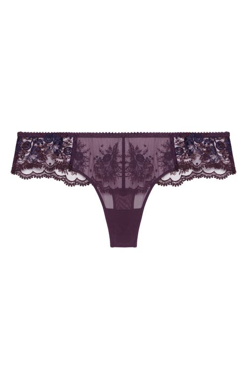 Simone Perele Intrigue Floral Embroidered Tanga In Purple