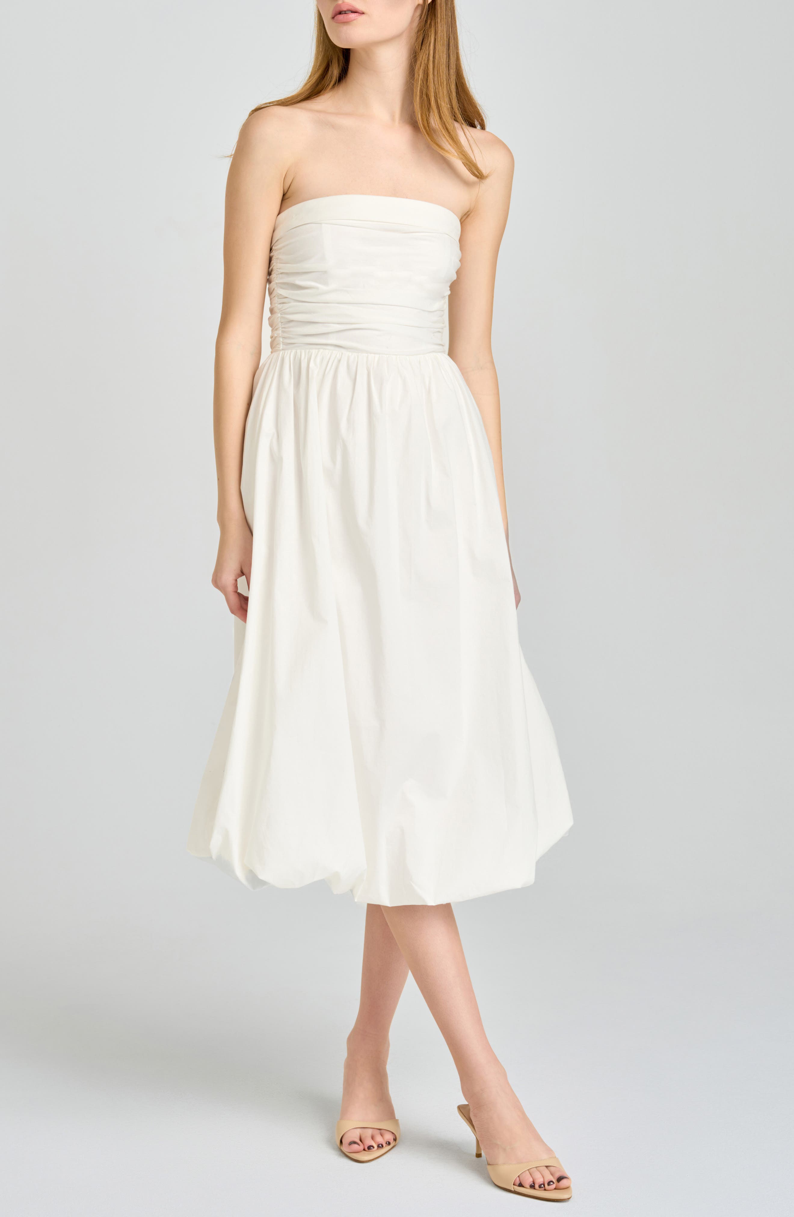 white midi bubble dress Nicole White Bubble Midi Dress