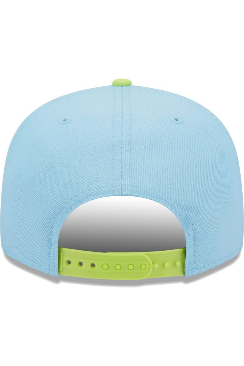 Men's New Era Light Blue/Neon Green Los Angeles Chargers Two-Tone Color Pack 9FIFTY Snapback Hat, Alternate, color, Light Blue