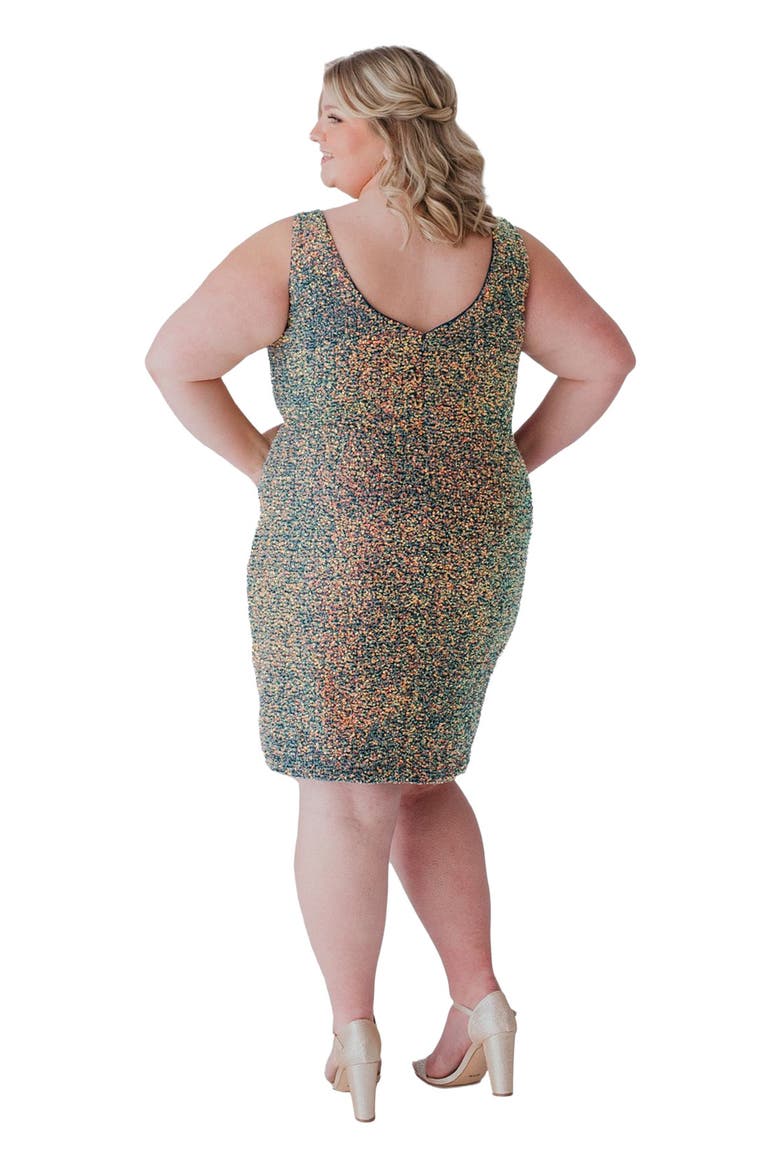 Sleeveless Fitted Sequin Short Party Dress, Alternate, color, Blue blitz