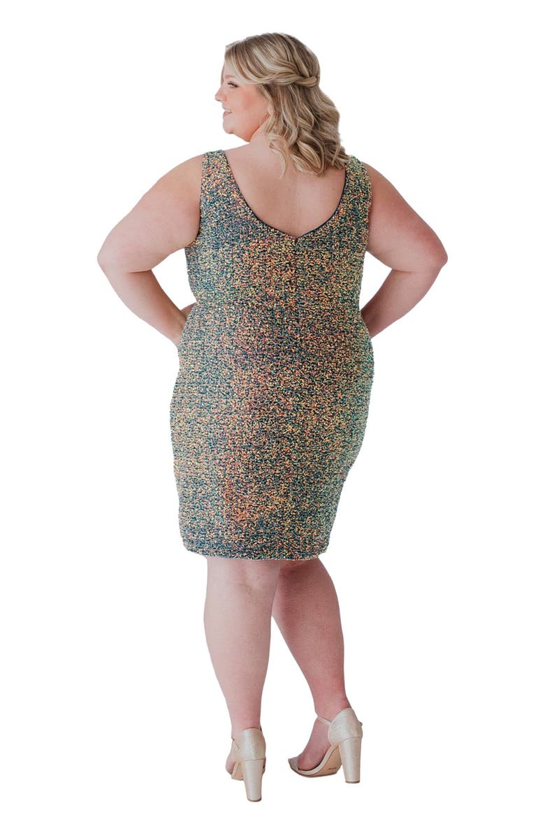 Sydney's Closet Sleeveless Fitted Sequin Short Party Dress, Alternate, color, Blue Blitz