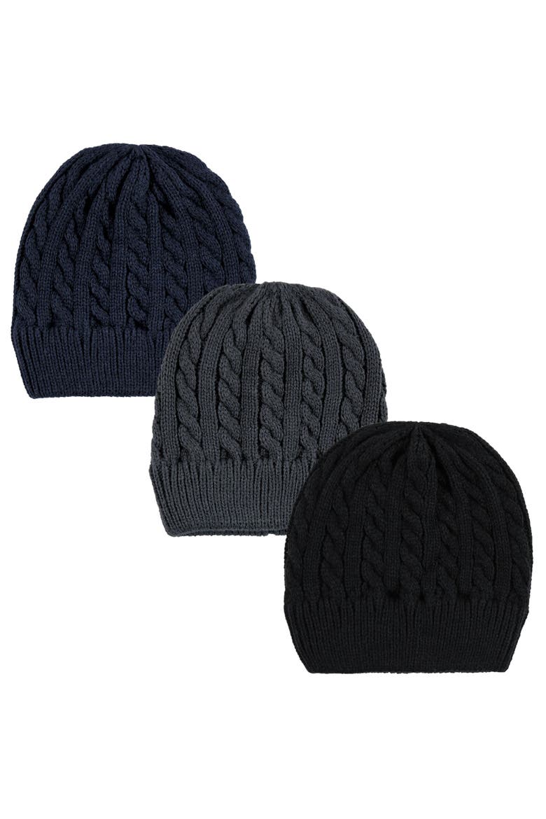 Cozy Knitted Headwear 3Pk, Main, color, Black Blue