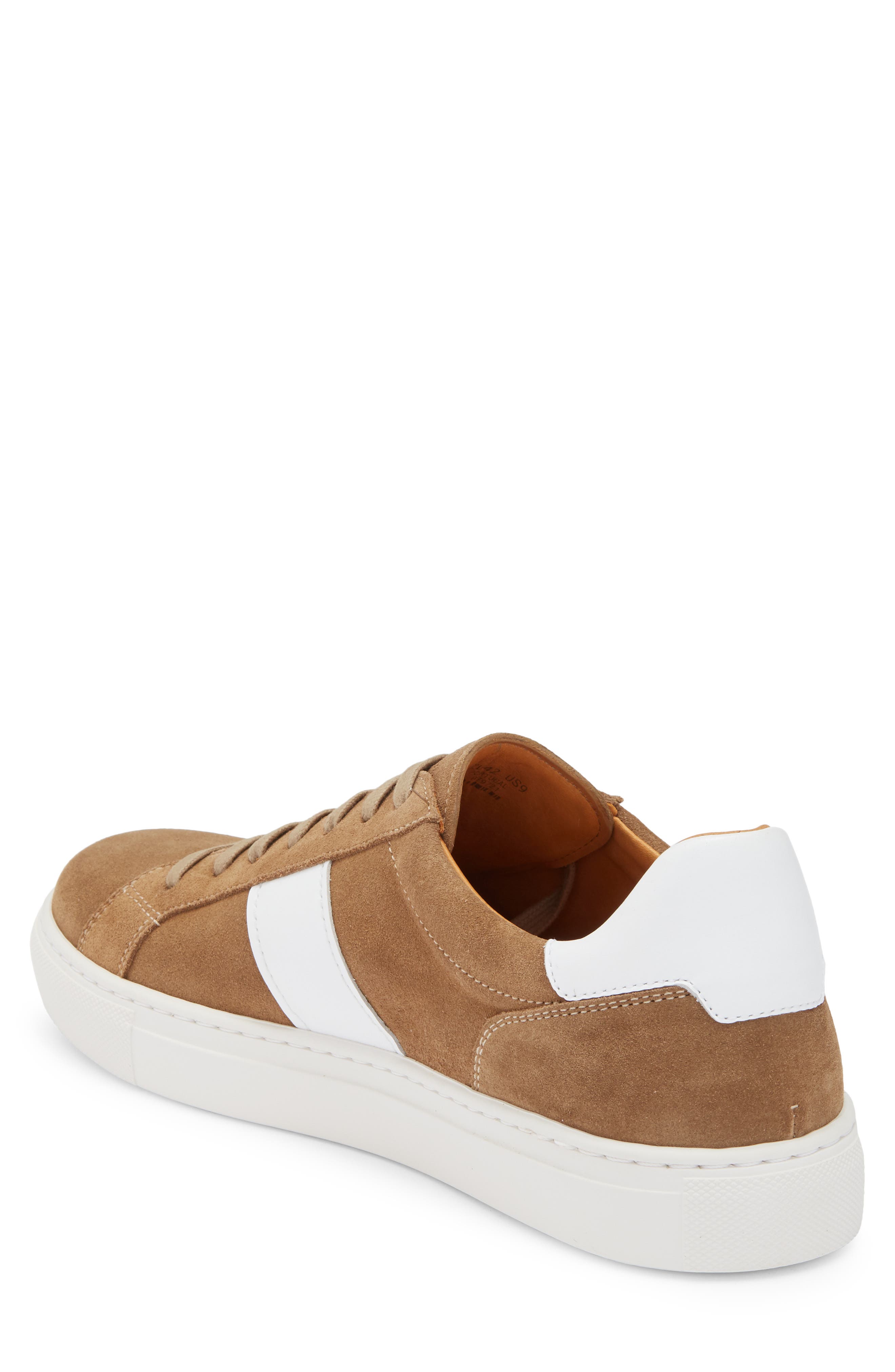 Magnanni Ashley Stripe Suede & Leather Sneaker, Alternate, color, Castoro / White