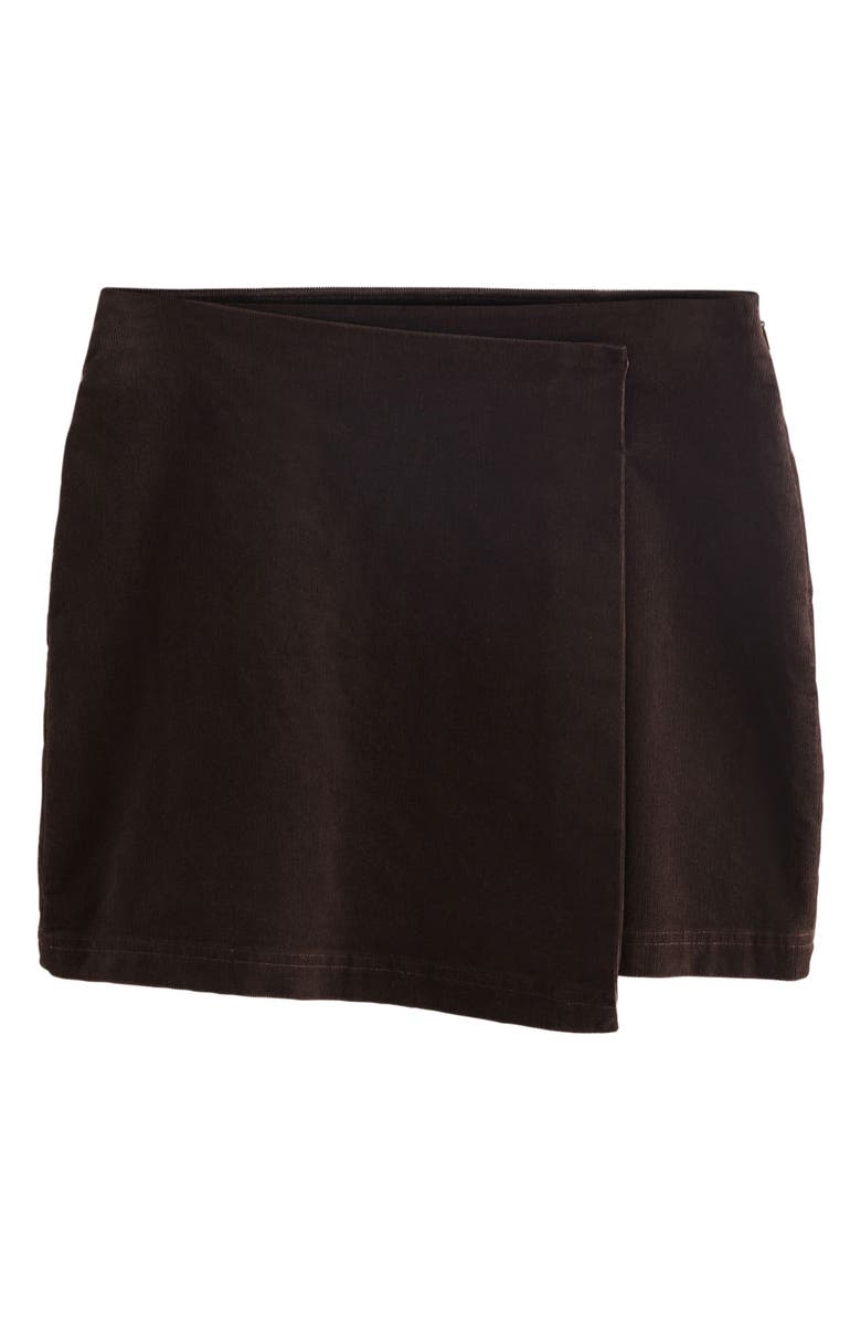 NEXT Corduroy Faux Wrap Miniskirt, Alternate, color, Brown