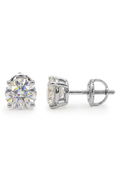 4mm Lab Created Moissanite Round Stud Earrings