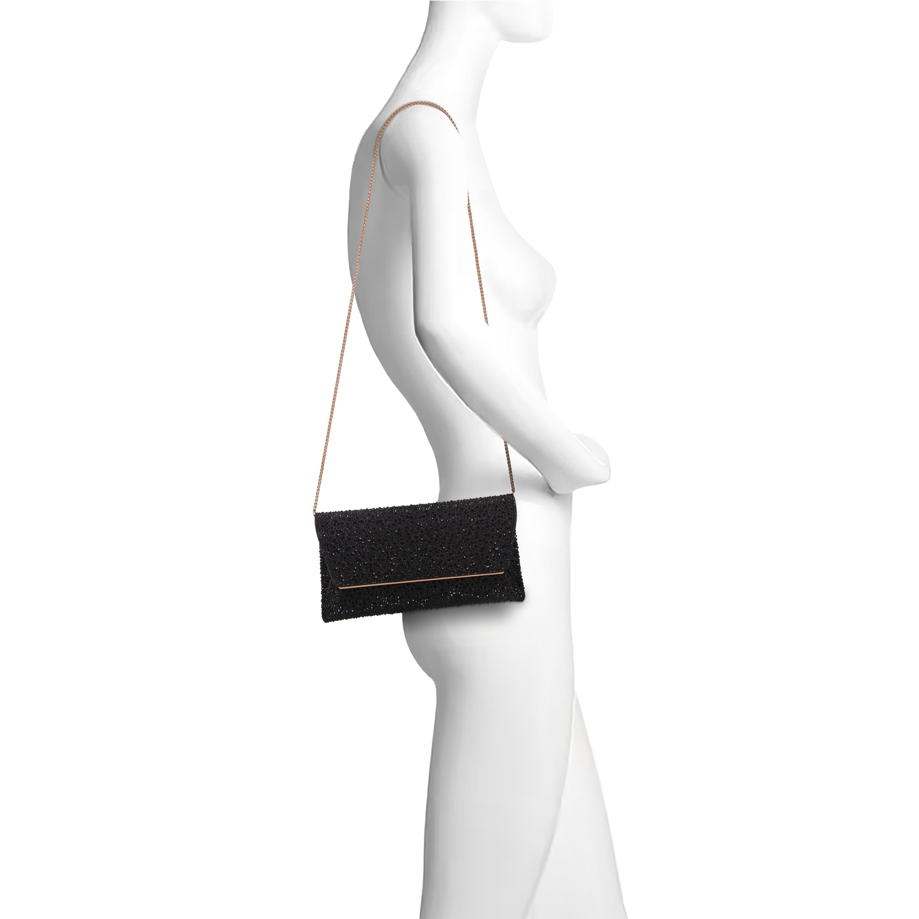 Juliet Mixed Crystal Envelope Clutch, Alternate, color, Black