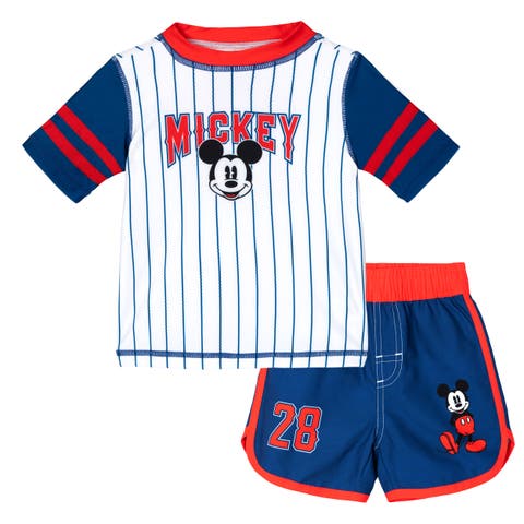 Mickey Mouse Swimwear 2-Piece Rash Guard and Swim Trunks Set