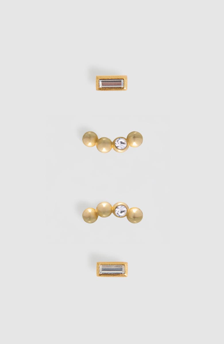 Reiss Mina Micro Set of 2 Stud Earrings, Alternate, color, Gold Tone/ Clear Crystal