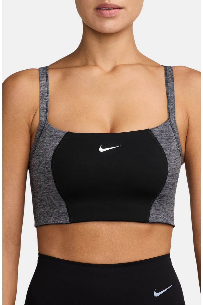 Light Support Padded Dri-FIT Sports Bra, Main, color, BLACK/ DARK SHADOW/ HTR/ WHITE