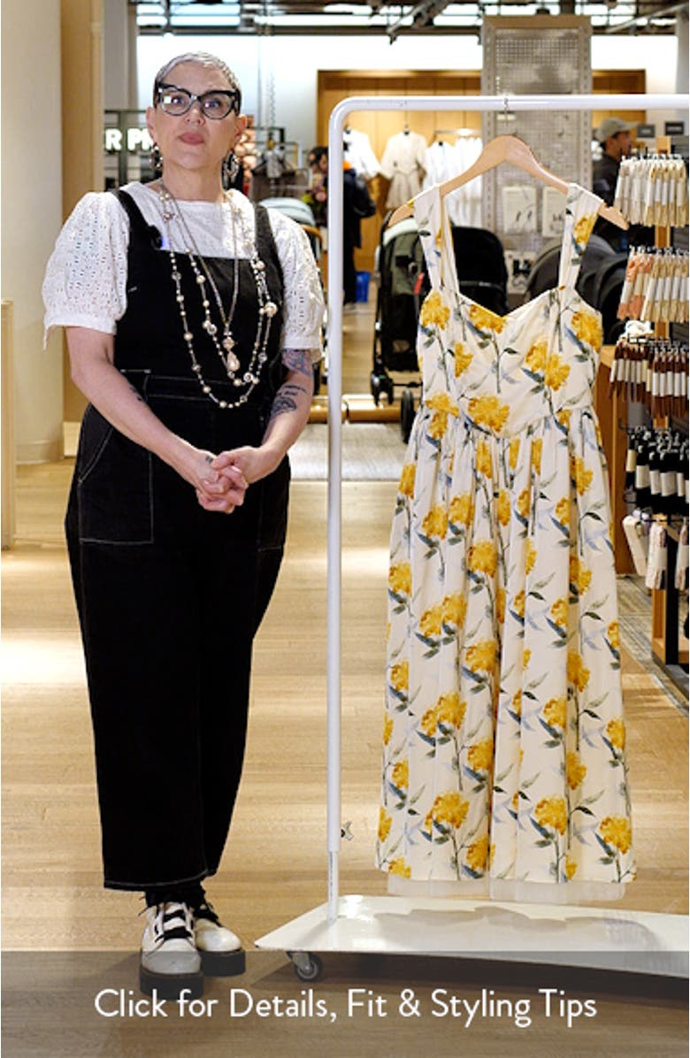 Nadia Floral Satin Midi Dress, sales video thumbnail