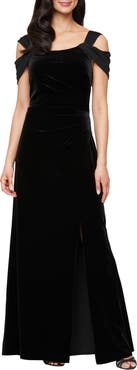Alex Evenings Cold Shoulder Velvet Gown