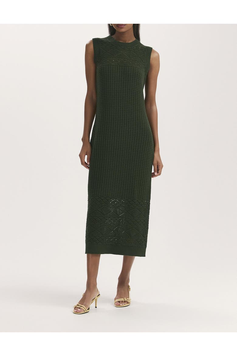 Ravi Crochet Midi Dress, Alternate, color, Khaki
