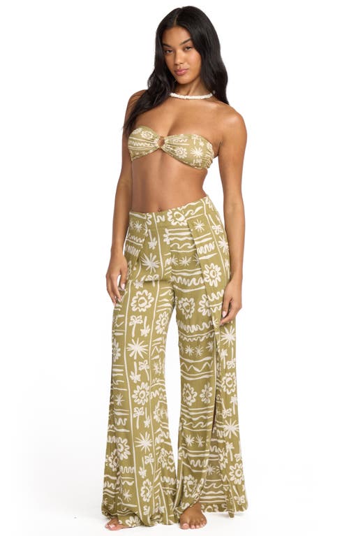 Billabong Split Spirit Floral Wide Leg Pants In Green