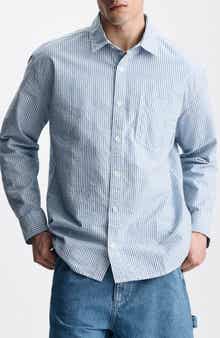 Stripe Seersucker Button-Up Shirt