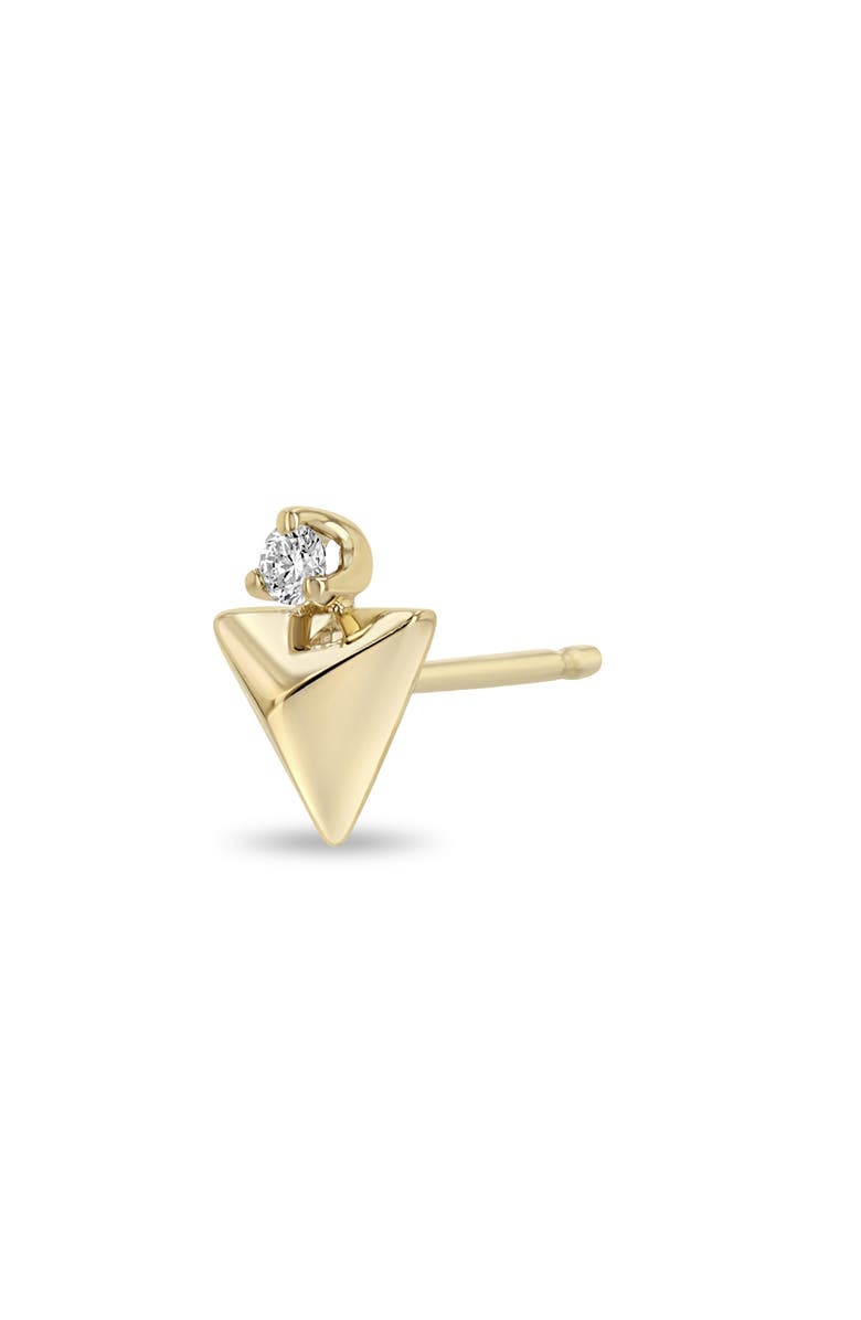 Zoë Chicco Small Diamond Triangle Single Stud Earring, Main, color, 14K Yellow Gold