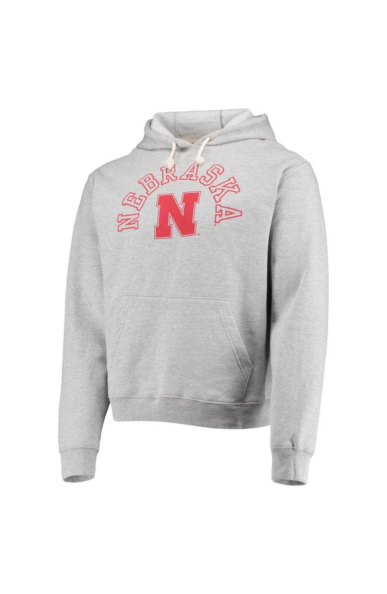 LEAGUE COLLEGIATE WEAR Men's League Collegiate Wear Heathered Gray Nebraska Huskers Seal Neuvo Essential Fleece Pullover Hoodie, Alternate, color, 