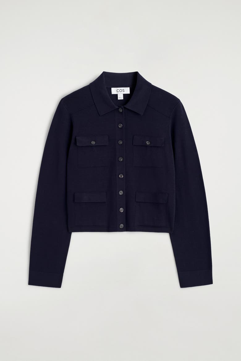 Pocket-detail Knitted Cotton Cardigan, Alternate, color, NAVY