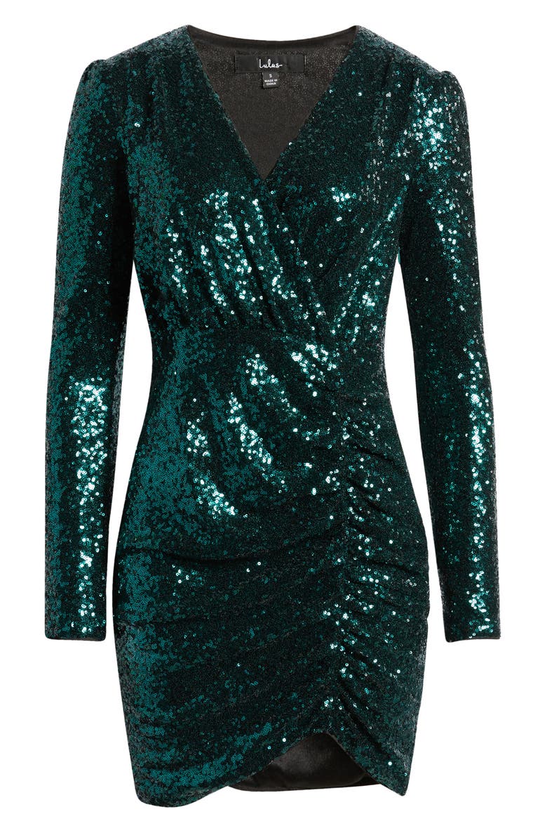 Lulus Get Festive Sequin Long Sleeve Minidress, Alternate, color,