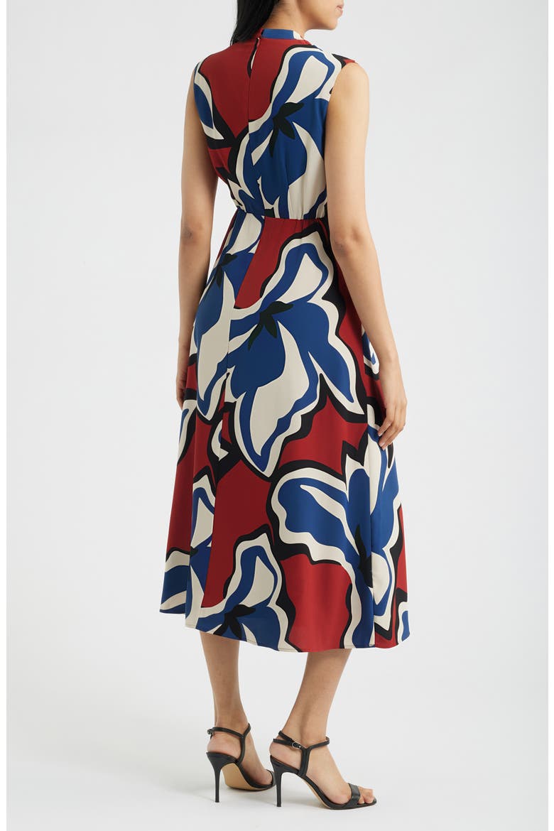 Surplice Wrap Midi Dress, Alternate, color, RUST MULTI