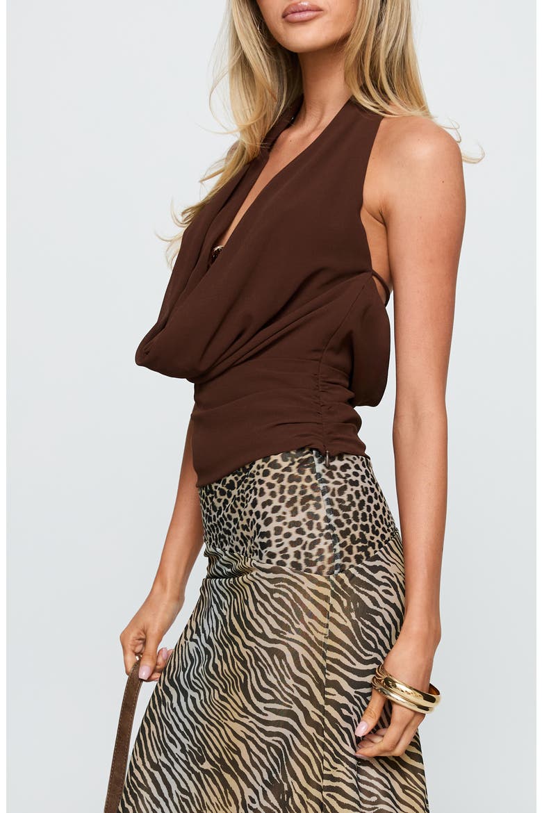 Treat You Better Plunge Halter Top, Alternate, color, CHOCOLATE