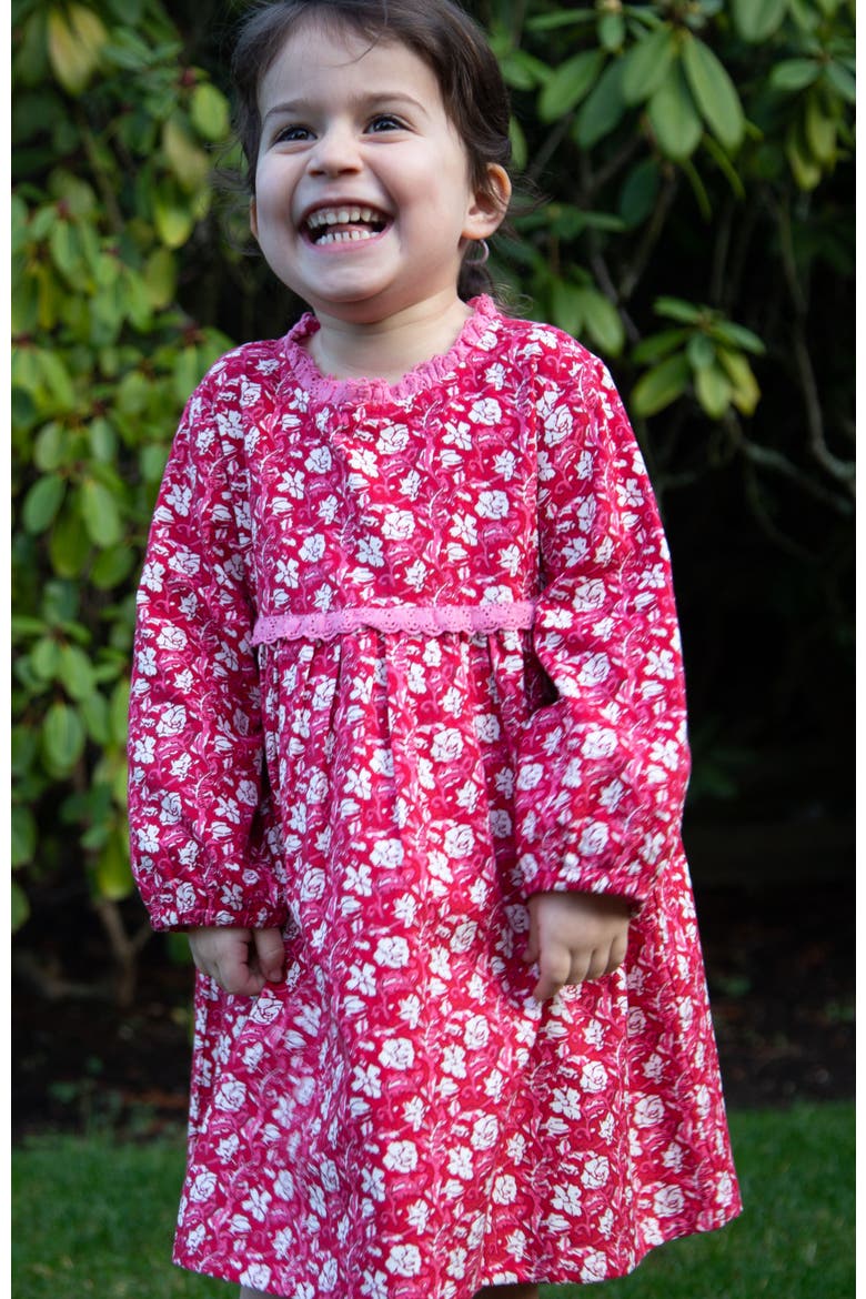 Toddler Long Sleeves Dress with Lace Trim, Alternate, color, Red