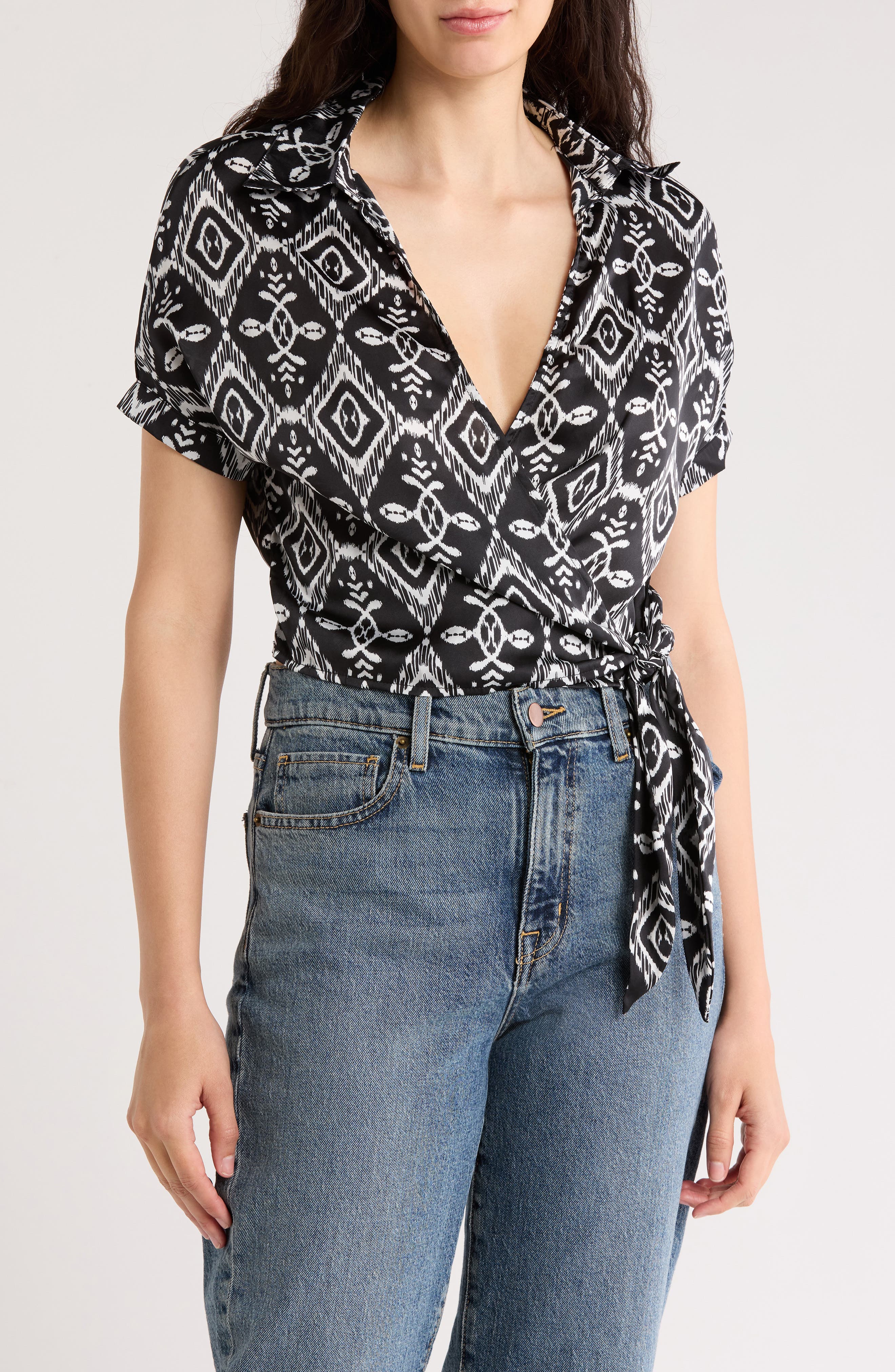 Love By Design Spread Collar Wrap Crop Top