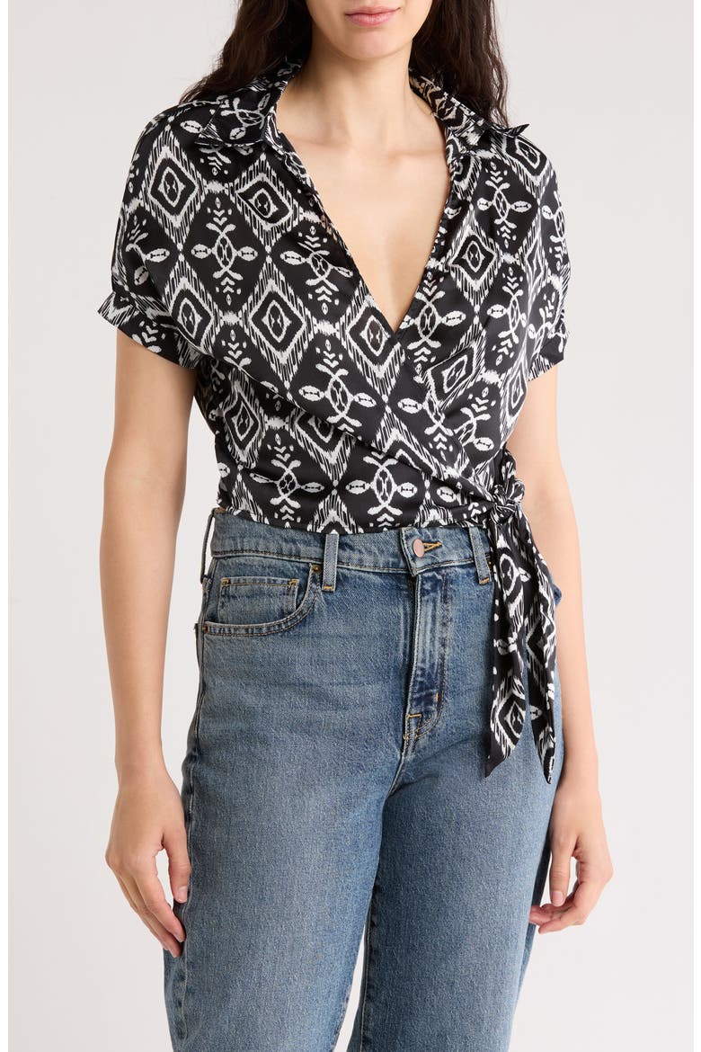 Spread Collar Wrap Crop Top, Main, color, IKAT