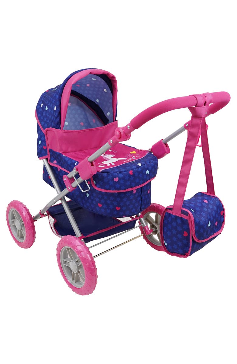 509 Unicorn Doll Pram in Blue & Pink, Alternate, color, Multicolored