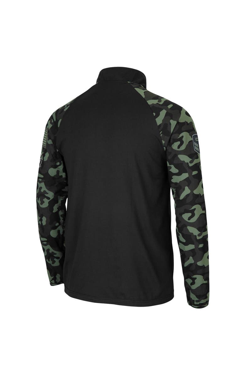 COLOSSEUM Men's Colosseum Black Indiana Hoosiers OHT Military Appreciation Take Flight Raglan Quarter-Zip Jacket, Alternate, color, Black