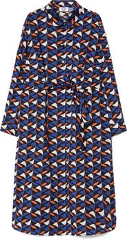 Marina Rinaldi Voyage Collection Print Long Sleeve Stretch Poplin Shirtdress