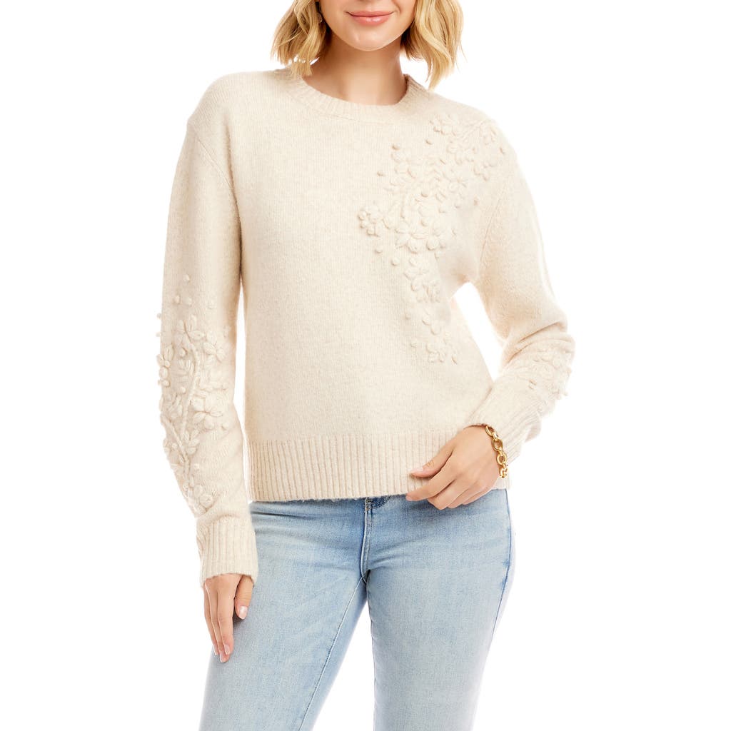 Karen Kane Hand Embroidered Sweater In White