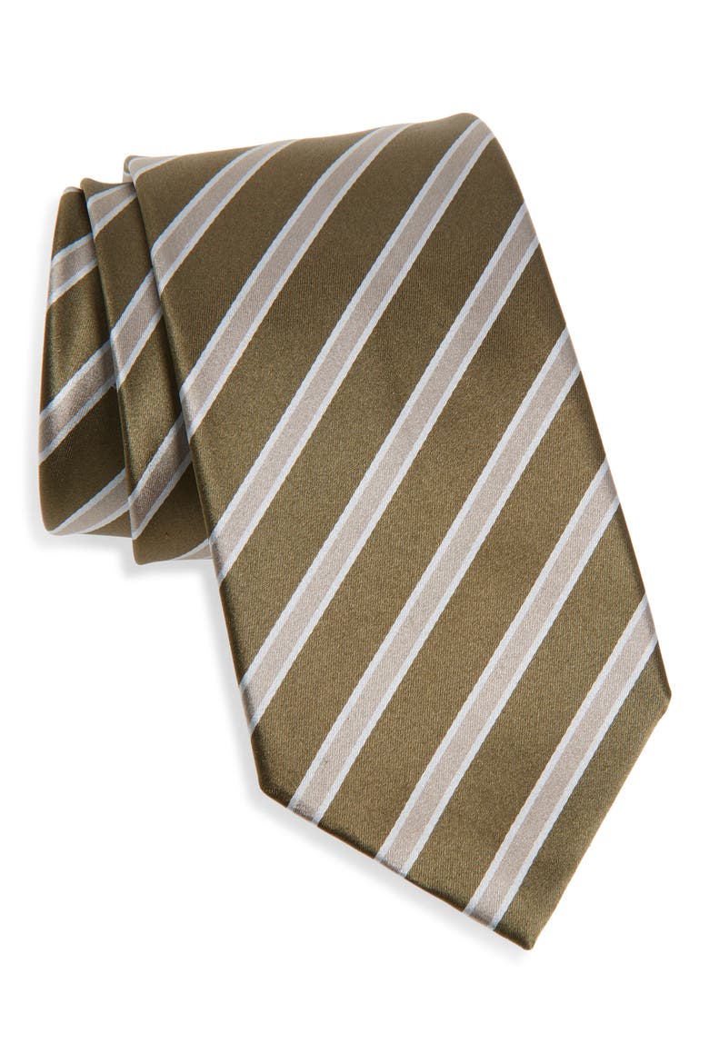 Regimental Stripe Silk Tie, Main, color, GREEN MULTI