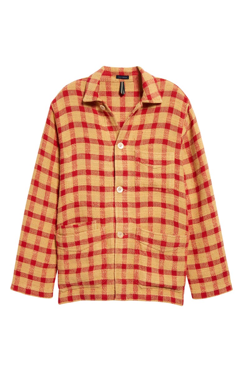 Drake's Tablecloth Check Five Pocket Linen Blend Chore Jacket, Alternate, color, 