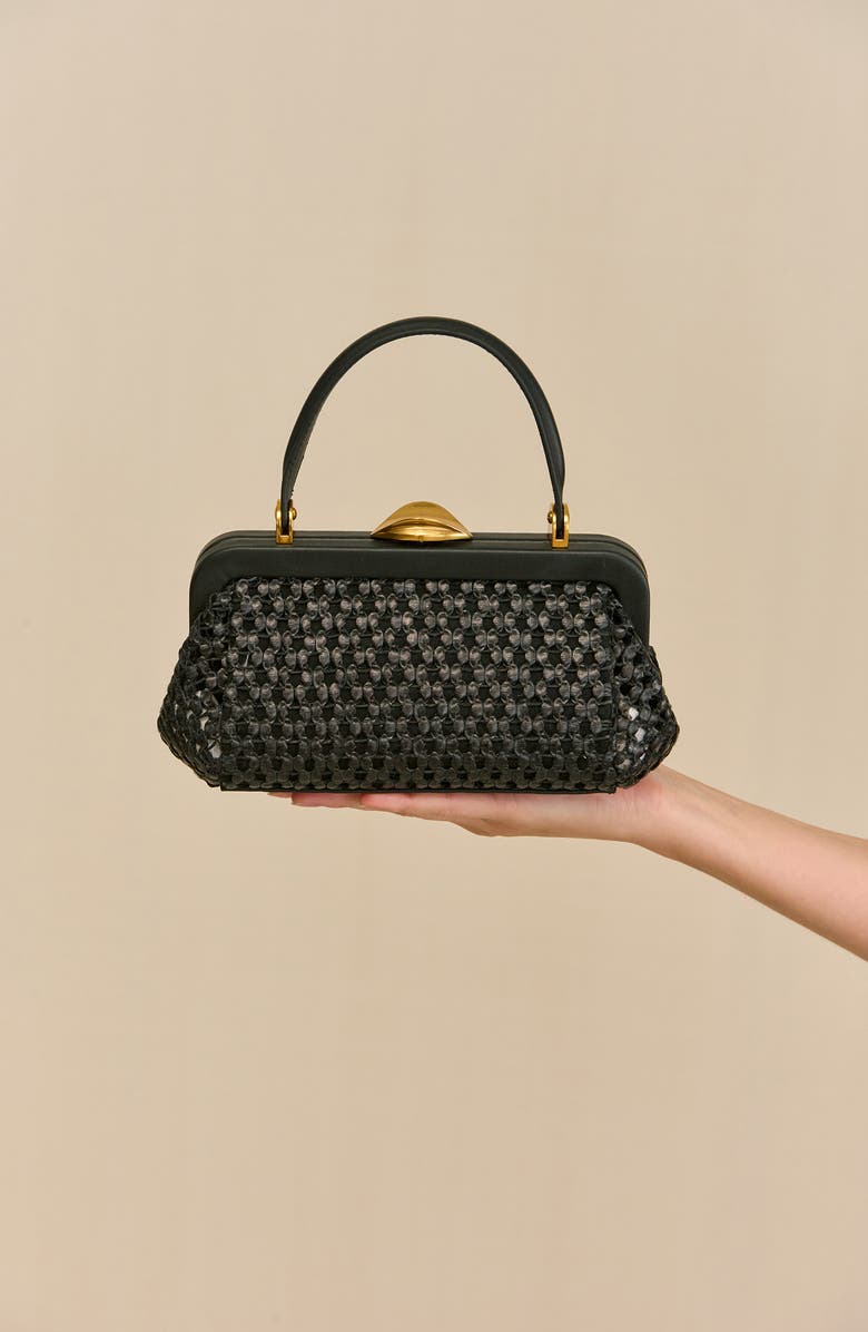 Cult Gaia Zuma Woven Frame Top Handle Bag, Alternate, color, Black