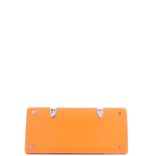 Pre-owned Goyard Goyard Saigon Top Handle Bag Coated Canvas With Leather Mm In Orange